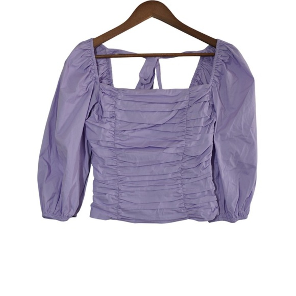 WAYF Size Small Purple Shirt Smocked Bodice Puff Sleeve Feminine Romantic NEW
